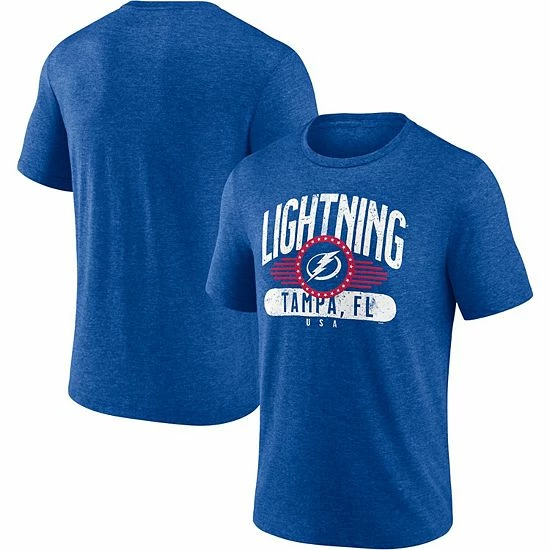 Men's Fanatics Branded Heathered Royal Tampa Bay Lightning Americana Stars & Stripes Tri-Blend T-Shirt 4 Men's Fanatics Branded Heathered Royal Tampa Bay Lightning Americana Stars & Stripes Tri-Blend T-Shirt - Image 2