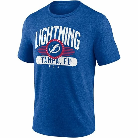 Men's Fanatics Branded Heathered Royal Tampa Bay Lightning Americana Stars & Stripes Tri-Blend T-Shirt 5 Men's Fanatics Branded Heathered Royal Tampa Bay Lightning Americana Stars & Stripes Tri-Blend T-Shirt - Image 3
