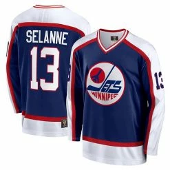 Men's Fanatics Branded Teemu Selanne Navy Winnipeg Jets Breakaway Retired Player Jersey -Metaverse shop unnamed file 23456