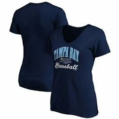 Women's Fanatics Branded Navy Tampa Bay Rays Victory Script V-Neck T-Shirt -Metaverse shop unnamed file 23542