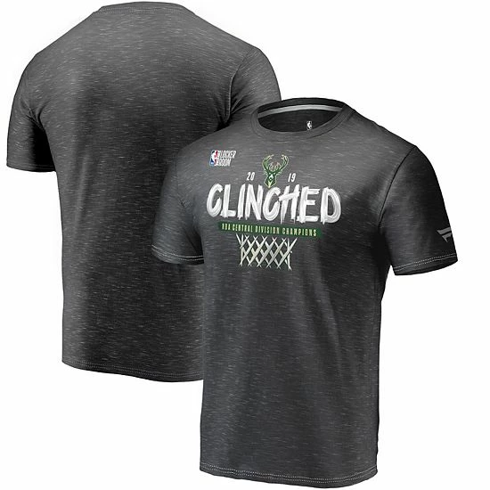Men's Fanatics Branded Charcoal Milwaukee Bucks 2019 NBA Central Division Champions Locker Room T-Shirt 4 Men's Fanatics Branded Charcoal Milwaukee Bucks 2019 NBA Central Division Champions Locker Room T-Shirt - Image 2