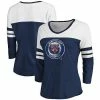 Women's Fanatics Branded Heathered Navy/White Detroit Tigers Two-Toned Distressed Cooperstown Collection Tri-Blend 3/4-Sleeve V-Neck T-Shirt -Metaverse shop unnamed file 23633