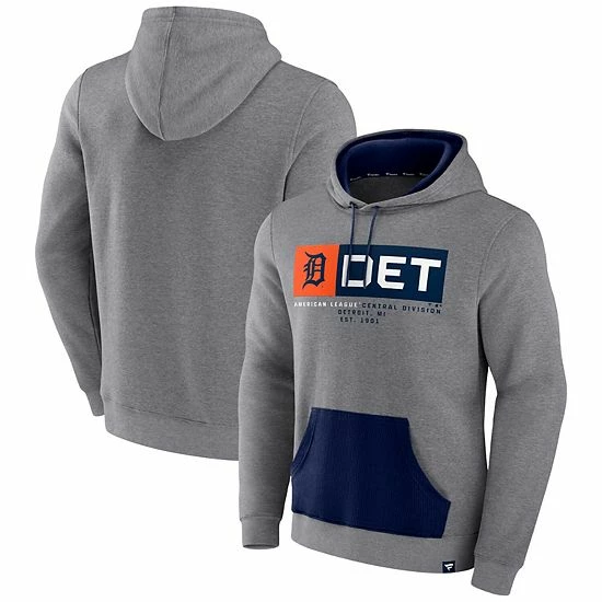 Men's Fanatics Branded Heathered Gray/Navy Detroit Tigers Iconic Steppin Up Fleece Pullover Hoodie 3 Men's Fanatics Branded Heathered Gray/Navy Detroit Tigers Iconic Steppin Up Fleece Pullover Hoodie