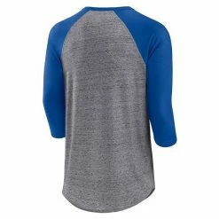 Men's Fanatics Branded Heathered Gray/Royal Texas Rangers Iconic Above Heat Speckled Raglan Henley 3/4 Sleeve T-Shirt -Metaverse shop unnamed file 23672