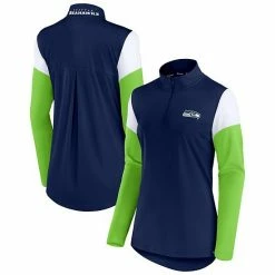 Women's Fanatics Branded College Navy/Neon Green Seattle Seahawks Block Party Team Authentic Quarter-Zip Jacket -Metaverse shop unnamed file 23746