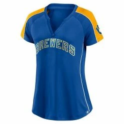 Women's Fanatics Branded Royal/Gold Milwaukee Brewers True Classic League Diva Pinstripe Raglan V-Neck T-Shirt 4 Women's Fanatics Branded Royal/Gold Milwaukee Brewers True Classic League Diva Pinstripe Raglan V-Neck T-Shirt -Metaverse shop unnamed file 2377