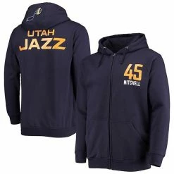 Men's Fanatics Branded Donovan Mitchell Navy Utah Jazz Player Name & Number Full-Zip Hoodie Jacket -Metaverse shop unnamed file 23804