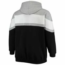 Men's Fanatics Branded Heathered Gray/Black Brooklyn Nets Big & Tall Colorblock Wordmark Tripod Full-Zip Hoodie -Metaverse shop unnamed file 23808