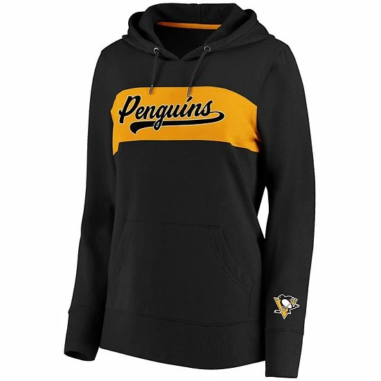 Women's Fanatics Branded Black/Gold Pittsburgh Penguins Color Block Pullover Hoodie 4 Women's Fanatics Branded Black/Gold Pittsburgh Penguins Color Block Pullover Hoodie - Image 2