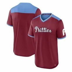 Men's Fanatics Branded Burgundy/Light Blue Philadelphia Phillies True Classics Walk-Off V-Neck T-Shirt
