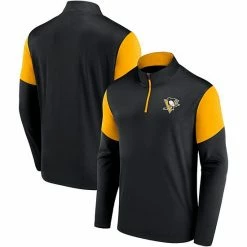 Men's Fanatics Branded Black Pittsburgh Penguins Logo Quarter-Zip Jacket