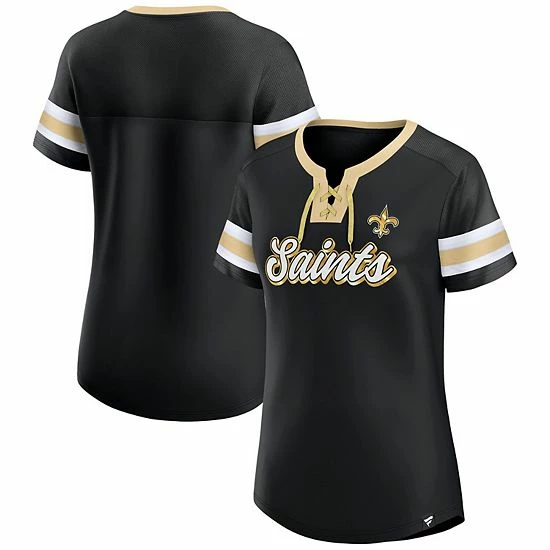 Women's Fanatics Branded Black New Orleans Saints Original State Lace-Up T-Shirt 3 Women's Fanatics Branded Black New Orleans Saints Original State Lace-Up T-Shirt