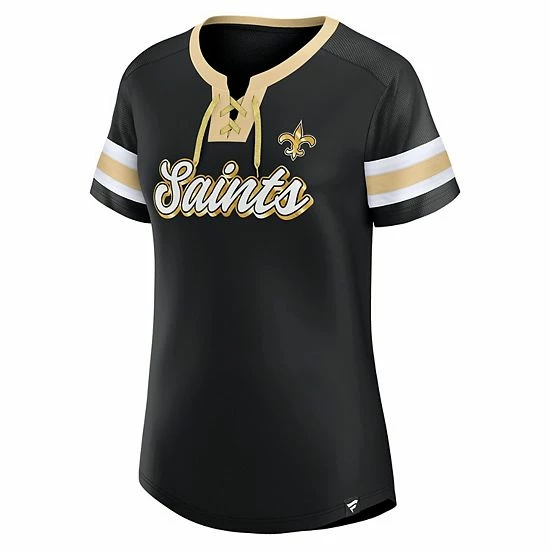 Women's Fanatics Branded Black New Orleans Saints Original State Lace-Up T-Shirt 5 Women's Fanatics Branded Black New Orleans Saints Original State Lace-Up T-Shirt - Image 3