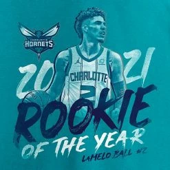 Men's Fanatics Branded LaMelo Ball Teal Charlotte Hornets 2021 NBA Rookie Of The Year T-Shirt 6 Men's Fanatics Branded LaMelo Ball Teal Charlotte Hornets 2021 NBA Rookie Of The Year T-Shirt -Metaverse shop unnamed file 24127