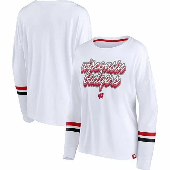 Women's Fanatics Branded White Wisconsin Badgers Retro Power Striped Long Sleeve T-Shirt Women's Fanatics Branded White Wisconsin Badgers Retro Power Striped Long Sleeve T-Shirt -Metaverse shop unnamed file 24137