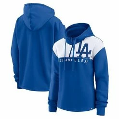 Women's Fanatics Branded Royal Los Angeles Dodgers Iconic Overslide Color-Block Quarter-Zip Hoodie