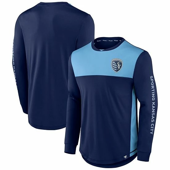 Men's Fanatics Branded Navy/Blue Sporting Kansas City Striker Long Sleeve T-Shirt 3 Men's Fanatics Branded Navy/Blue Sporting Kansas City Striker Long Sleeve T-Shirt