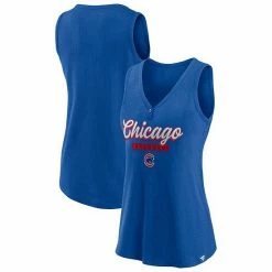 Women's Fanatics Branded Royal Chicago Cubs Iconic V-Neck Tank Top