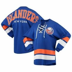 Women's Fanatics Branded Royal New York Islanders Lace-Up Jersey T-Shirt