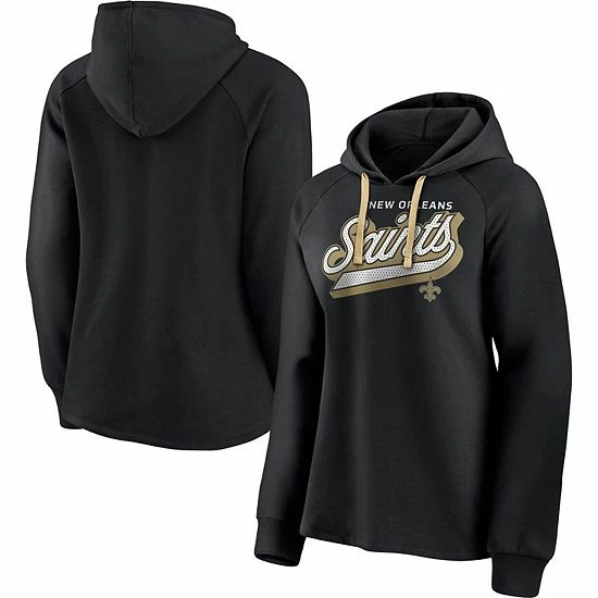 Women's Fanatics Branded Black New Orleans Saints First Contact Raglan Pullover Hoodie 3 Women's Fanatics Branded Black New Orleans Saints First Contact Raglan Pullover Hoodie