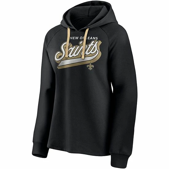 Women's Fanatics Branded Black New Orleans Saints First Contact Raglan Pullover Hoodie 5 Women's Fanatics Branded Black New Orleans Saints First Contact Raglan Pullover Hoodie - Image 3