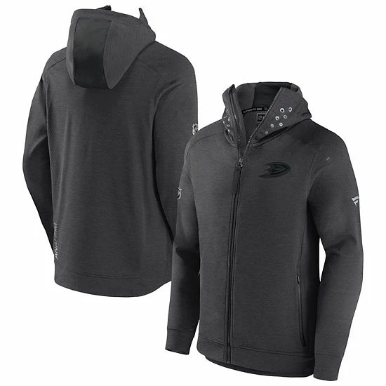 Men's Fanatics Branded Heather Charcoal Anaheim Ducks Authentic Pro Road Tech Full-Zip Hoodie Jacket 4 Men's Fanatics Branded Heather Charcoal Anaheim Ducks Authentic Pro Road Tech Full-Zip Hoodie Jacket - Image 2