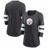 Women's Fanatics Branded Heathered Charcoal Pittsburgh Steelers Primary Logo 3/4 Sleeve Scoop Neck T-Shirt -Metaverse shop unnamed file 24312