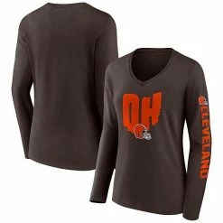 Women's Fanatics Branded Brown Cleveland Browns Hometown Sweep Long Sleeve V-Neck T-Shirt 3 Women's Fanatics Branded Brown Cleveland Browns Hometown Sweep Long Sleeve V-Neck T-Shirt -Metaverse shop unnamed file 24322