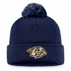 Men's Fanatics Branded Navy Nashville Predators Core Primary Logo Cuffed Knit Hat With Pom -Metaverse shop unnamed file 24330