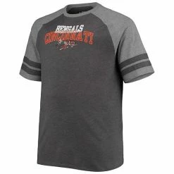 Men's Fanatics Branded Gray/Heathered Gray Cincinnati Bengals Big & Tall Throwback 2-Stripe Raglan T-Shirt -Metaverse shop unnamed file 24401