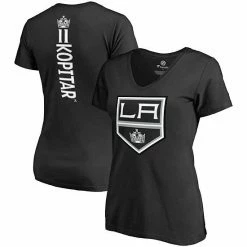 Women's Fanatics Branded Anze Kopitar Black Los Angeles Kings Plus Size Backer Name & Number V-Neck T-Shirt