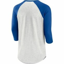 Men's Fanatics Branded Oatmeal/Royal Atlanta Braves True Classics Better Believe Raglan Henley 3/4-Sleeve T-Shirt -Metaverse shop unnamed file 24479