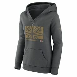 Women's Fanatics Branded Gray Vegas Golden Knights Authentic Pro Core Collection Secondary Logo V-Neck Pullover Hoodie -Metaverse shop unnamed file 24486
