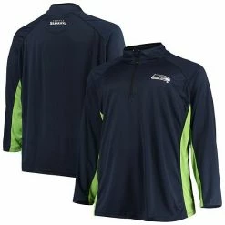 Men's Fanatics Branded College Navy/Neon Green Seattle Seahawks Big & Tall Polyester Quarter-Zip Raglan Jacket