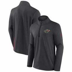 Men's Fanatics Branded Heather Charcoal Minnesota Wild Authentic Pro Rink Quarter-Zip Jacket -Metaverse shop unnamed file 24568