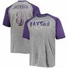Men's Fanatics Branded Lamar Jackson Purple/Heathered Gray Baltimore Ravens Big & Tall Player Name & Number Raglan T-Shirt -Metaverse shop unnamed file 24583