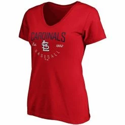 Women's Fanatics Branded Red St. Louis Cardinals Live For It V-Neck T-Shirt -Metaverse shop unnamed file 24643