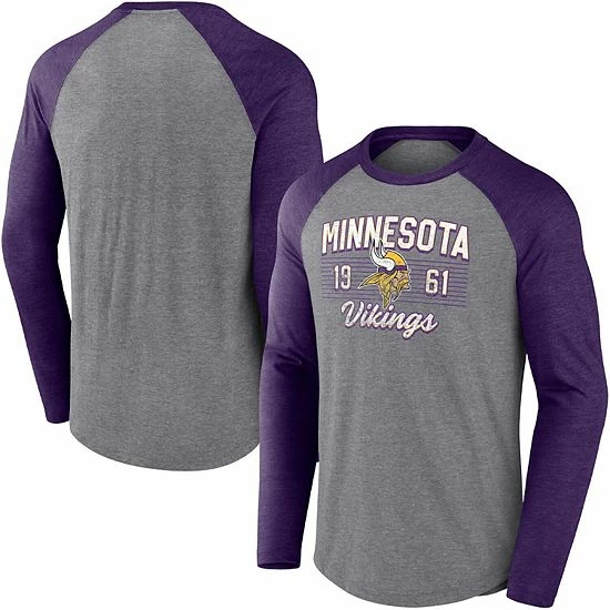 Men's Fanatics Branded Heathered Gray/Heathered Purple Minnesota Vikings Weekend Casual Tri-Blend Raglan Long Sleeve T-Shirt Men's Fanatics Branded Heathered Gray/Heathered Purple Minnesota Vikings Weekend Casual Tri-Blend Raglan Long Sleeve T-Shirt -Metaverse shop unnamed file 24670