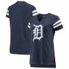 Women's Fanatics Branded Navy/White Detroit Tigers Tri-blend Wordmark Notch Neck T-Shirt