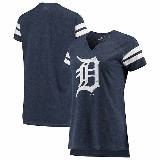 Women's Fanatics Branded Navy/White Detroit Tigers Tri-blend Wordmark Notch Neck T-Shirt 3 Women's Fanatics Branded Navy/White Detroit Tigers Tri-blend Wordmark Notch Neck T-Shirt