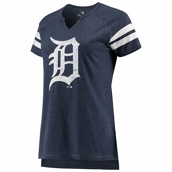Women's Fanatics Branded Navy/White Detroit Tigers Tri-blend Wordmark Notch Neck T-Shirt 5 Women's Fanatics Branded Navy/White Detroit Tigers Tri-blend Wordmark Notch Neck T-Shirt - Image 3