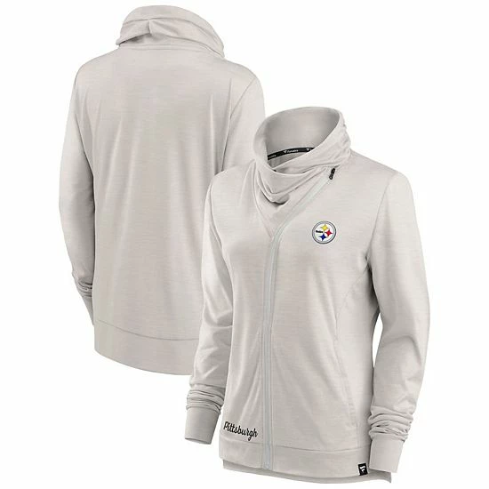 Women's Fanatics Branded Cream Pittsburgh Steelers Break It Loose Cowl Neck Full-Zip Sweatshirt 4 Women's Fanatics Branded Cream Pittsburgh Steelers Break It Loose Cowl Neck Full-Zip Sweatshirt - Image 2
