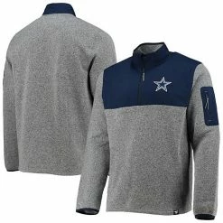 Men's Fanatics Branded Heathered Gray Dallas Cowboys Clutch Gene Fleece Quarter-Zip Jacket