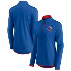Women's Fanatics Branded Royal/Red Chicago Cubs Primary Logo Quarter-Zip Jacket