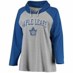 Women's Fanatics Branded Heathered Gray/Blue Toronto Maple Leafs Plus Size Raglan Pullover Hoodie -Metaverse shop unnamed file 24833