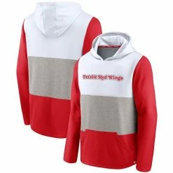 Men's Fanatics Branded White/Red Detroit Red Wings Prep Color Block Pullover Hoodie -Metaverse shop unnamed file 24909