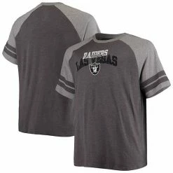 Men's Fanatics Branded Black/Heathered Gray Las Vegas Raiders Big & Tall Two-Stripe Tri-Blend Raglan T-Shirt -Metaverse shop unnamed file 24971