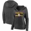 Women's Fanatics Branded Heathered Charcoal Pittsburgh Steelers First String V-Neck Pullover Hoodie