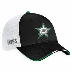 Men's Fanatics Branded Black/White Dallas Stars 2022 NHL Draft Authentic Pro On Stage Trucker Adjustable Hat