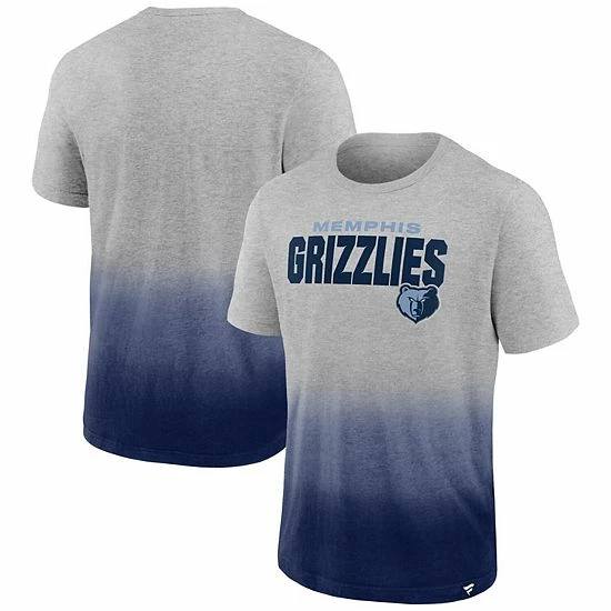 Men's Fanatics Branded Heathered Gray/Navy Memphis Grizzlies Board Crasher Dip-Dye T-Shirt 4 Men's Fanatics Branded Heathered Gray/Navy Memphis Grizzlies Board Crasher Dip-Dye T-Shirt - Image 2